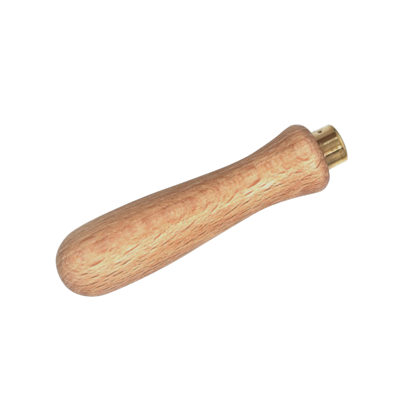 technique® asic handle for needle file Low-angle shot highlighting the rounded butt end and natural grain structure of the PEFC-certified wood handle.