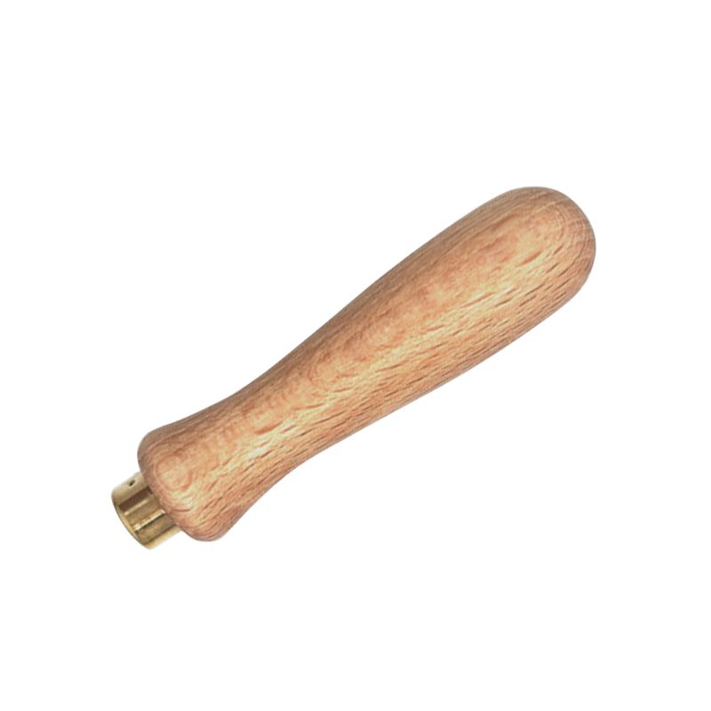 technique® asic handle for needle file Slanted angle view illustrating the smooth transition from the brass ferrule to the ergonomic wooden body.