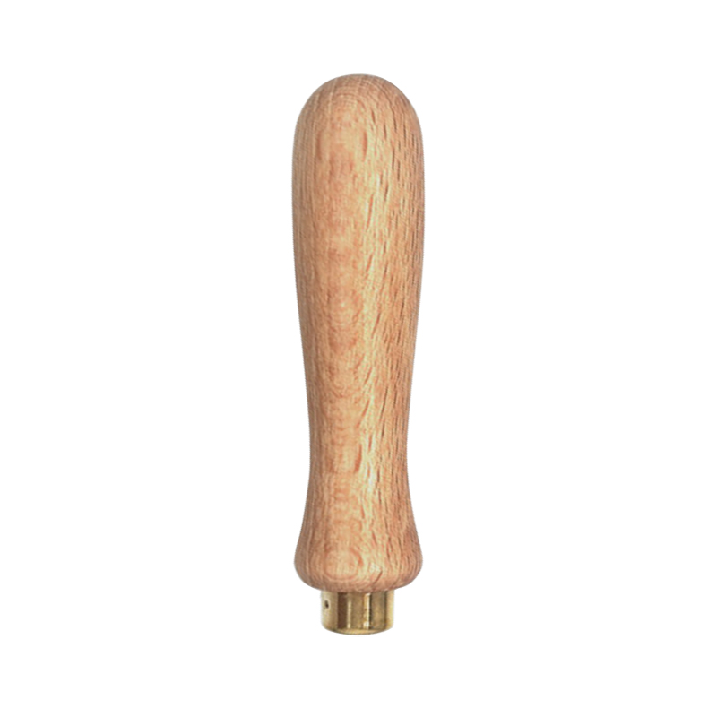 technique® asic handle for needle file Direct vertical orientation showing the proportioned length and contoured grip of the French beech needle file handle.
