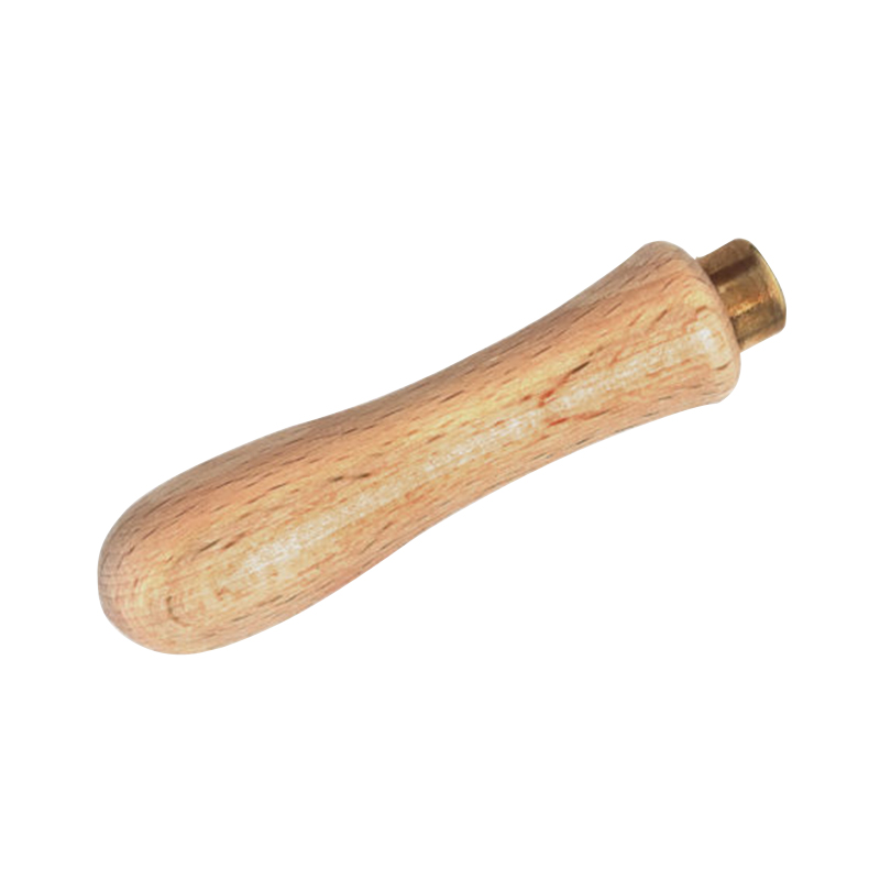 technique® asic handle for hand file Low-angle shot highlighting the rounded butt end and natural wood grain of the PEFC-certified handle.