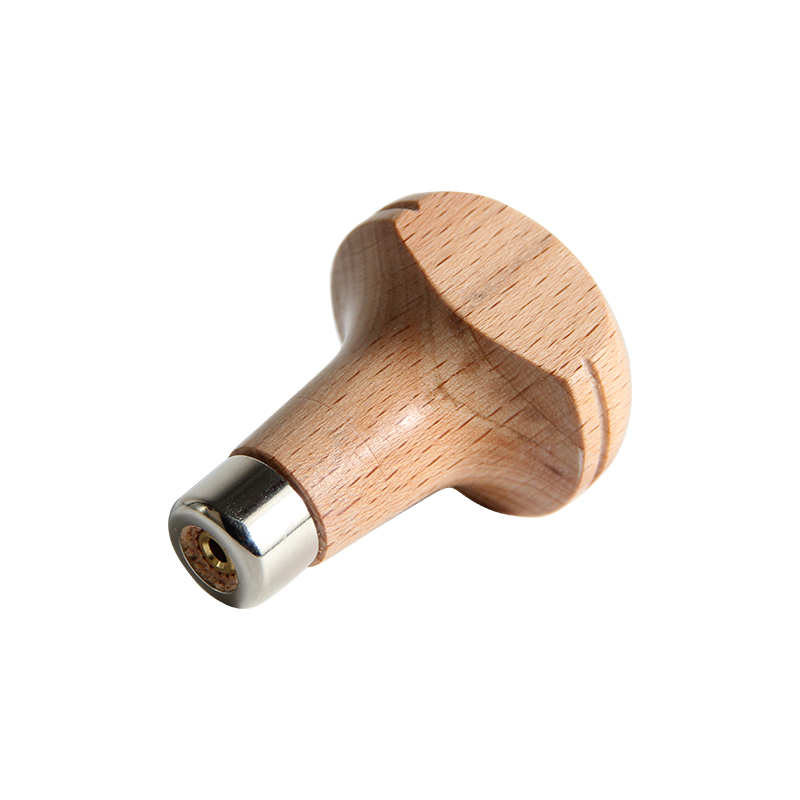 technique® asic handle for beading tools Reverse angled shot highlighting the ergonomic mushroom dome, turned beech wood grain, and polished collar.