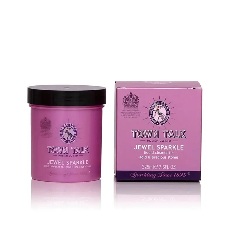 Town Talk Jewel Sparkle liquid cleaner jar and box for gold and precious stones.