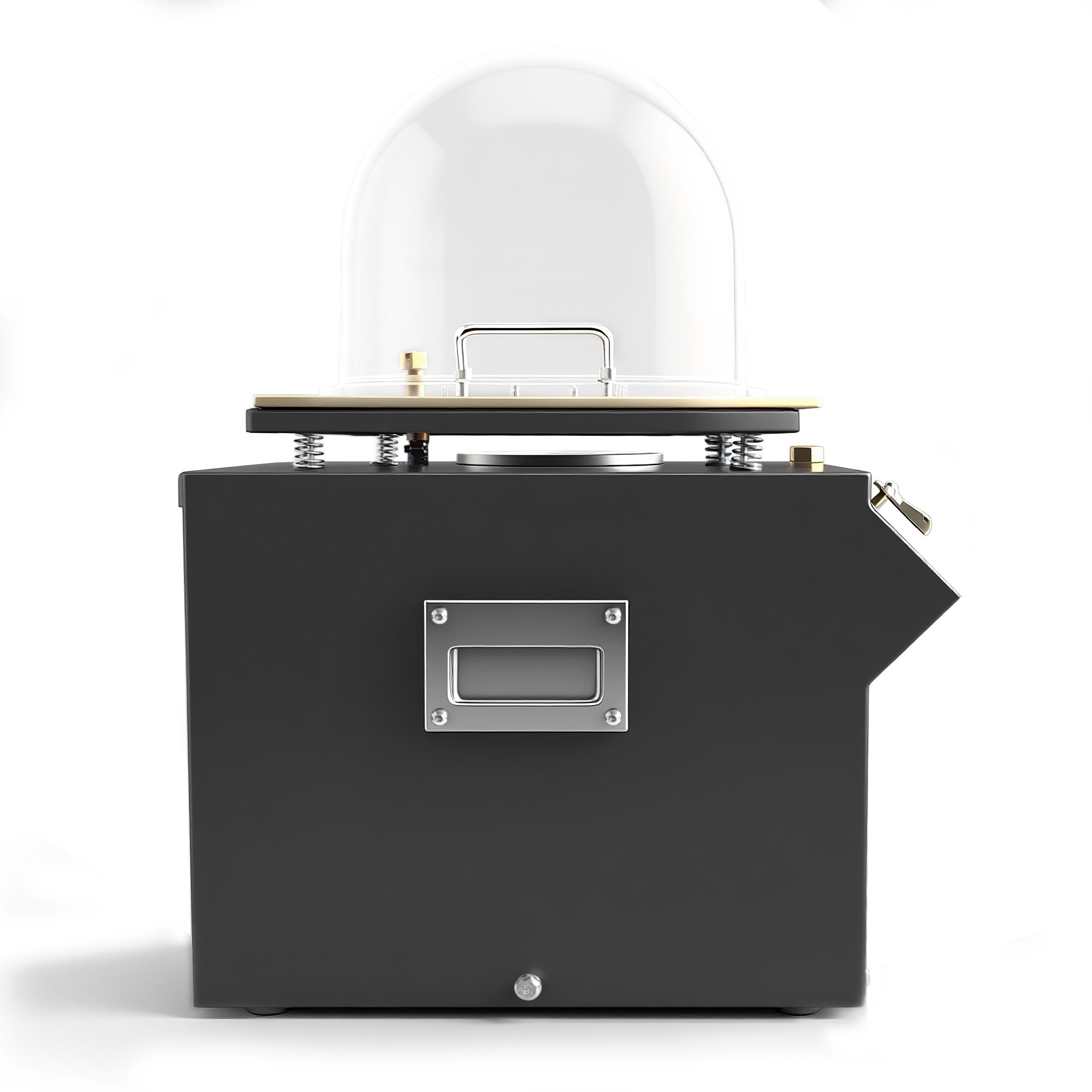 table top vacuum casting machine xl Direct profile view illustrating the coil spring dampeners under the degassing table, side carrying handles, and housing proportions.