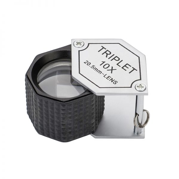 professional triplet hexagon loupe with rubber grip