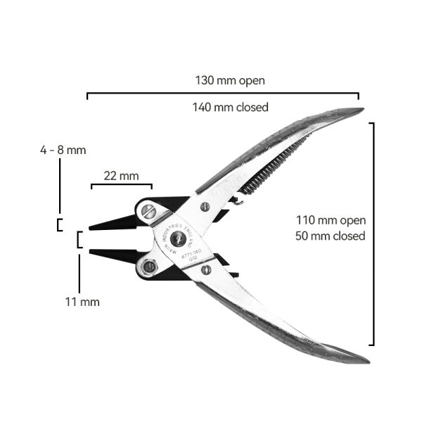 maun® round jaws 1 1/2′′ parallel plier return spring 140 mm