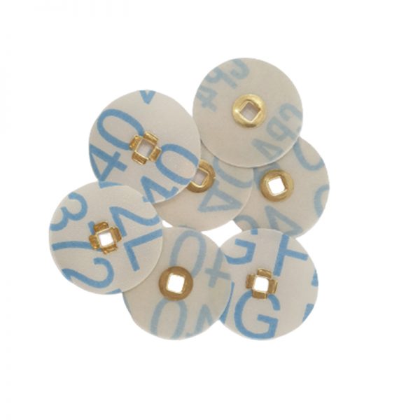 3M Bras Center Aluminum Oxide Sanding Discs stacked with clear blue numbers and letters