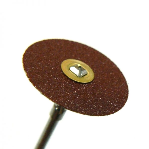 a single 22mm premium aluminum oxide sanding disc with a brass center mounted on a rotary tool mandrel, ready for use