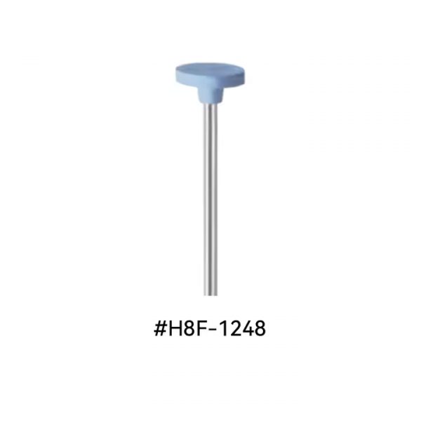 EVE UNIVERSAL H8F-1248 blue silicone polishing wheel, mounted for efficient finishing