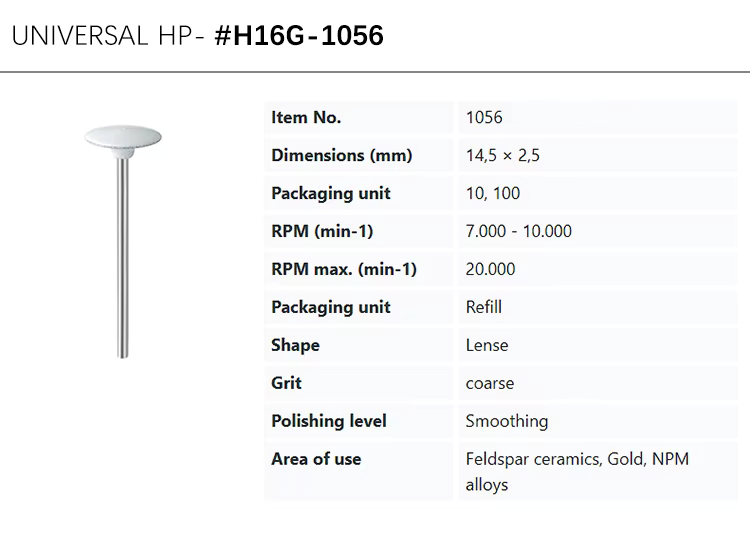 EVE UNIVERSAL HP #H16G-1056 coarse grit white silicone knife edge polisher for smoothing