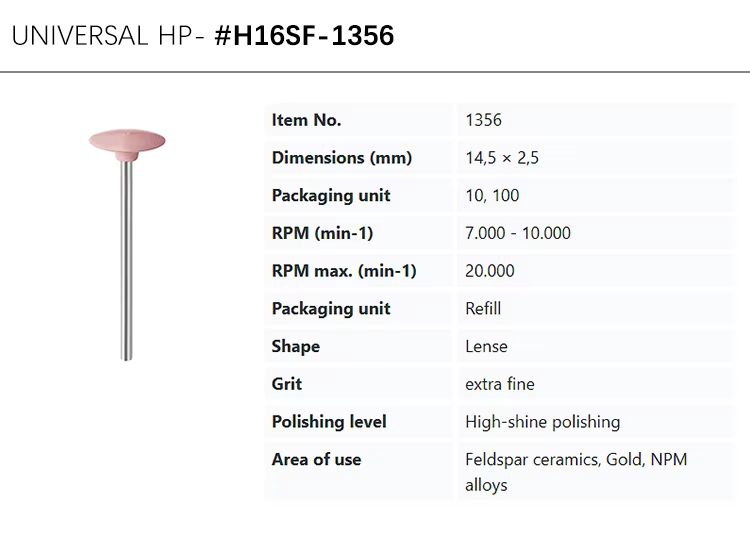 EVE UNIVERSAL HP #H16SF-1356 extra fine pink silicone knife edge polisher for high-shine