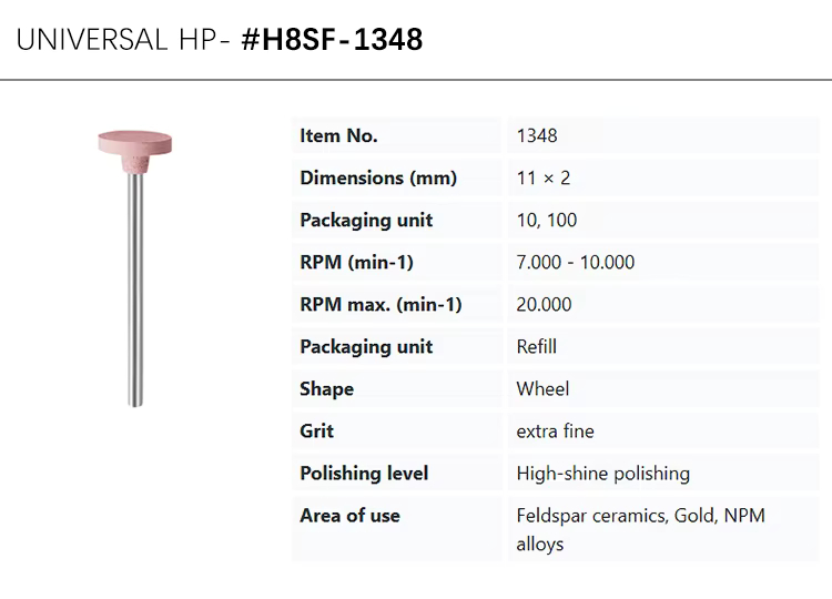 EVE UNIVERSAL HP #H8SF-1348 pink extra fine wheel for high-shine polishing ceramics, gold, alloys