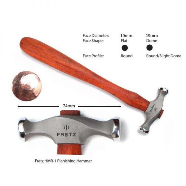 fretz hmr 1 Plannishing Hammer details 19mm flatdome faces roundslight dome profiles 74mm head