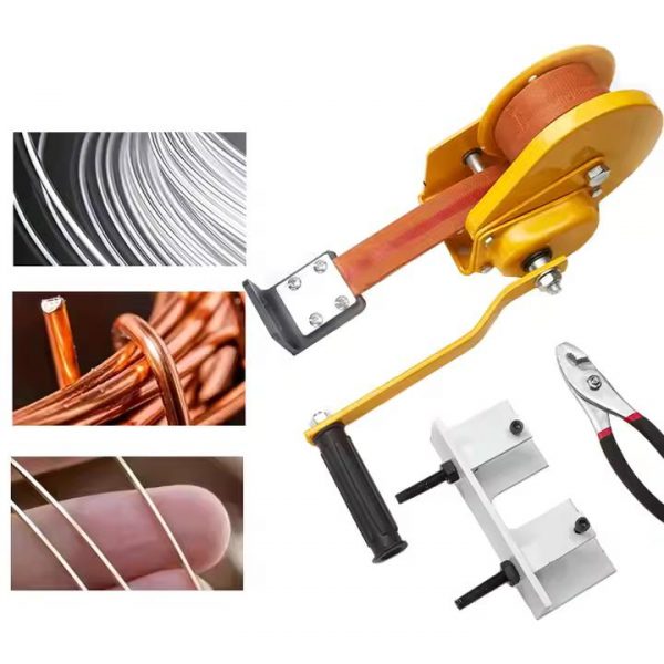 manual wire drawing bench alongside examples of various drawn wires silver coils copper wire and thin gold colored wires