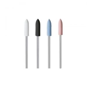Set of four EVE® Universal 2.35mm Mounted Bullet Shape Rubber Polishers 5x16MM in assorted colors