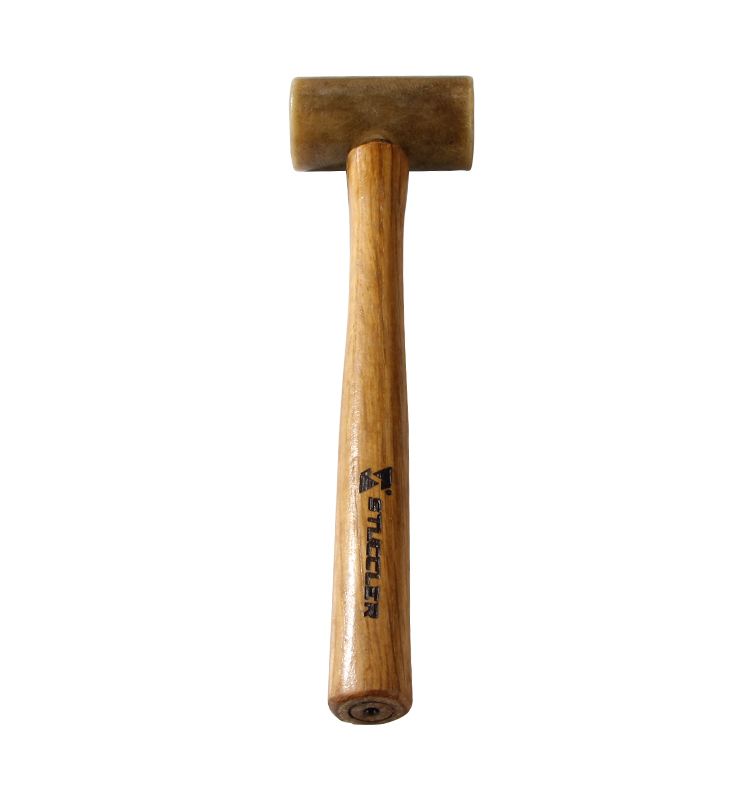 A Stuccler High-Quality Cowhide Mallet, viewed from the front, highlighting the full-length of the tool