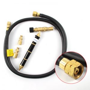 A close-up of the ORCA M75 CMF jewelers welding torch kit, highlighting the propane tank hose fitting