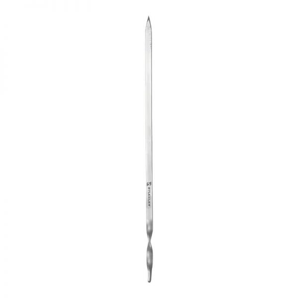 A full-length view of the Stuccler ErgoLast titanium jewelry tool, highlighting its slim design and twisted handle
