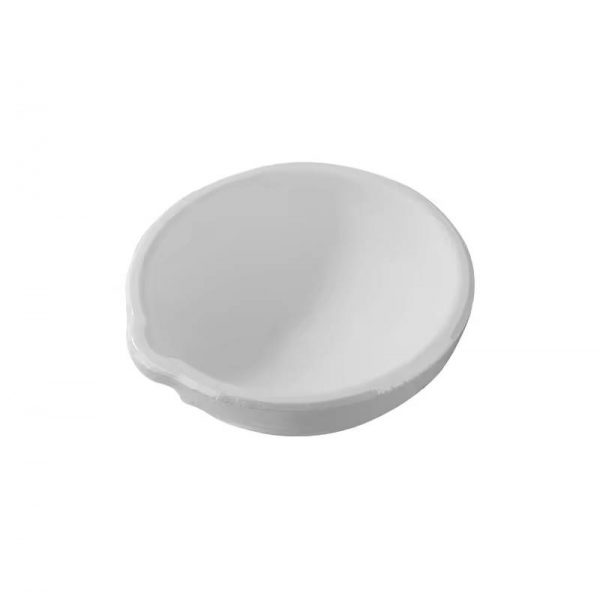 A single white Stuccler melting crucible with a pouring spout, shown against a plain white background