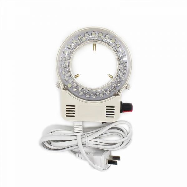 A white 48 LED ring light for micro-inlay machine, showing the light, controller, and power plug