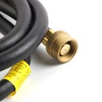 Close-up of the ORCA M125TK hose's female brass fitting, highlighting the Australian standard thread and valve