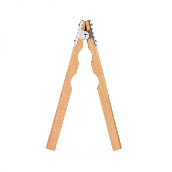 Front view of an open Stuccler® wood outside ring holder, ready to grip a ring for jewelry work