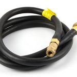 ORCA M125TK LPG hose showing a detailed view of the male and female quick-connect brass fittings