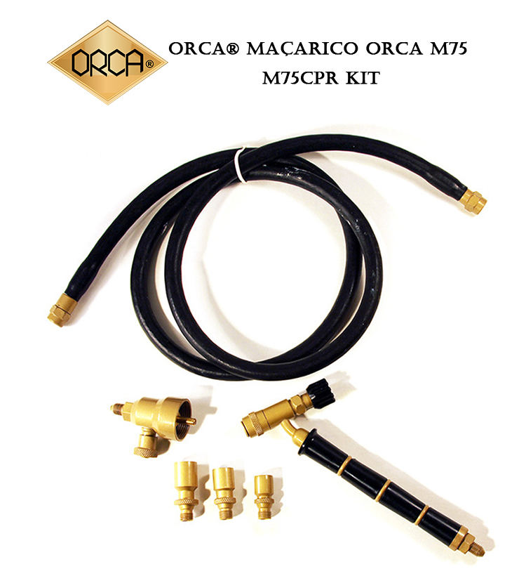 ORCA M75 CPR jewelry soldering torch kit, showing all parts with the brand logo and product name