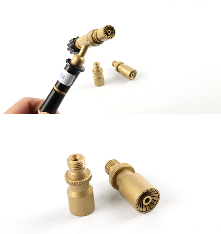 ORCA M75 torch with attached nozzle and two separate nozzles shown in two views