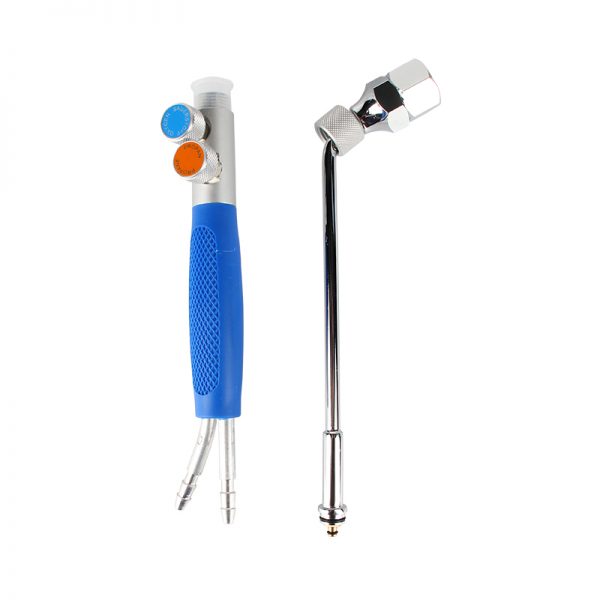Stuccler torch handle paired with a different style of micro-head tip for precise casting work