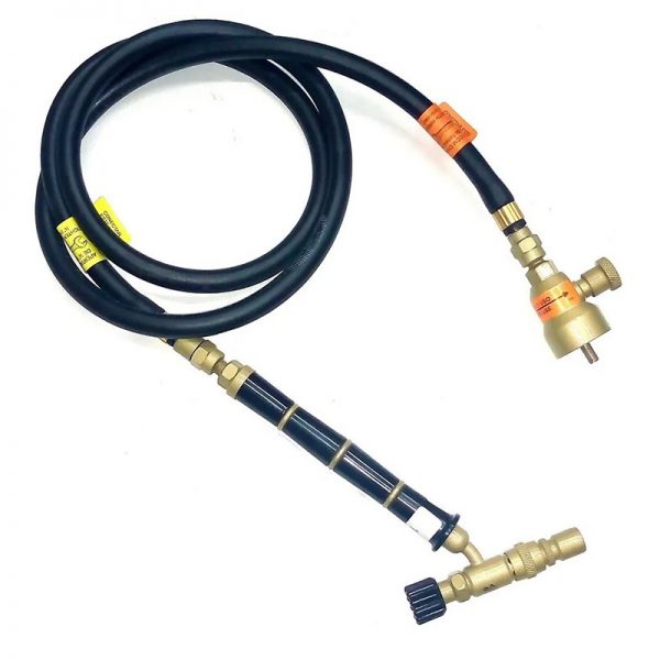 The ORCA M75 CPR soldering torch assembled with its hose and propane regulator, ready for jewelry work and precise tasks