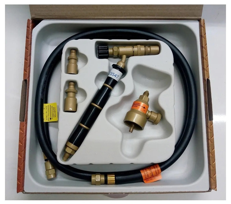 The ORCA M75 CPR soldering torch kit in its packaging, with all components neatly placed in a fitted tray