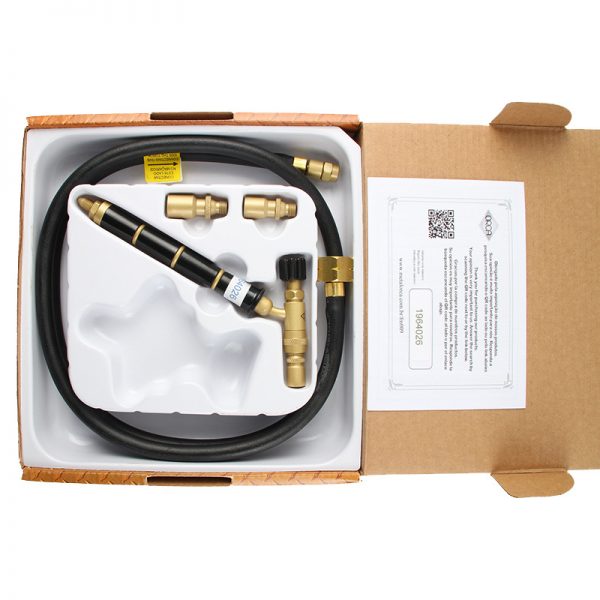 The ORCA® M75 CMG Jewelry Welding Torch and Nozzles KIT neatly packed in its box