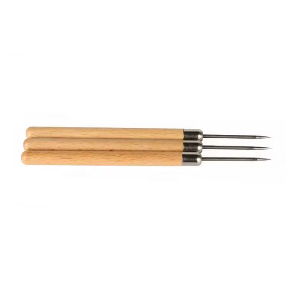 The Stuccler 3-piece titanium solder pick set laid horizontally, showcasing the length and design for jewelry welding