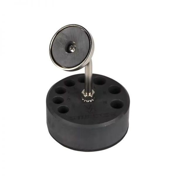 The assembled Stuccler Magnetic Stand, featuring its magnetic arm and tip organizer, on a white background