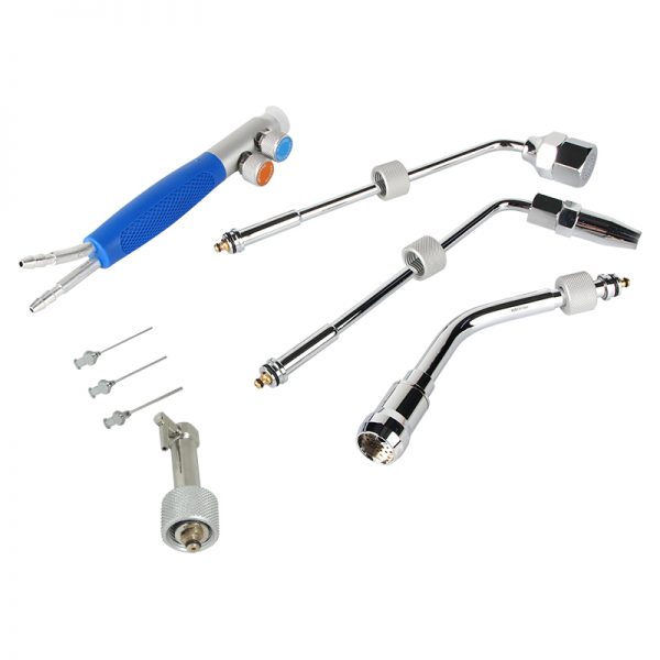 The complete Stuccler 6PCS Micro-Head Casting Torch Set laid out, including handle and all available tips