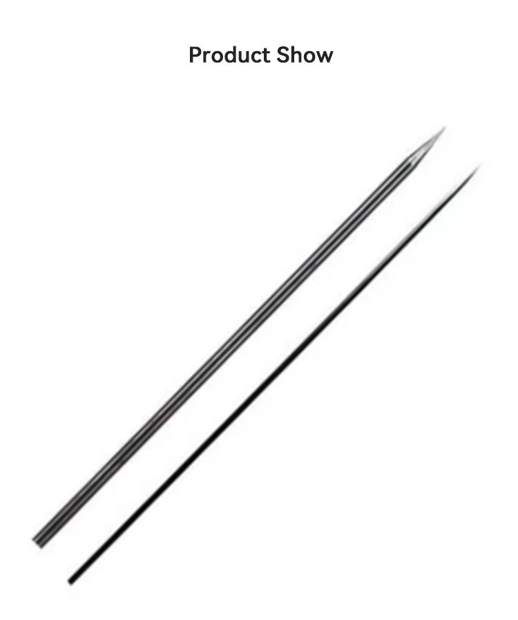 Two sharpened Orion TIG welding tungsten electrodes of different sizes, displayed under the title "Product Show"
