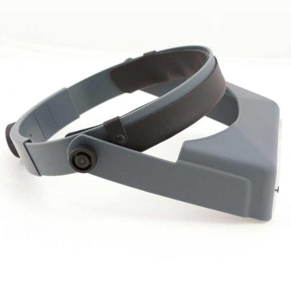 A side view of the Original Optivisor Head Magnifier highlighting the adjustable headband and pivot point.