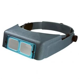 An angled view of the Original Optivisor Head Magnifier showing its adjustable headband and lens frame.