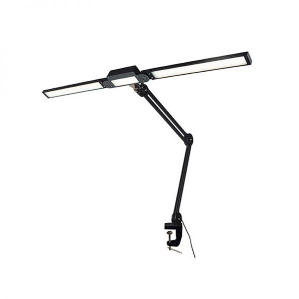The black 30W LED Jewelry Work Lamp with its flexible gooseneck extended, showing the dual LED panels turned on.
