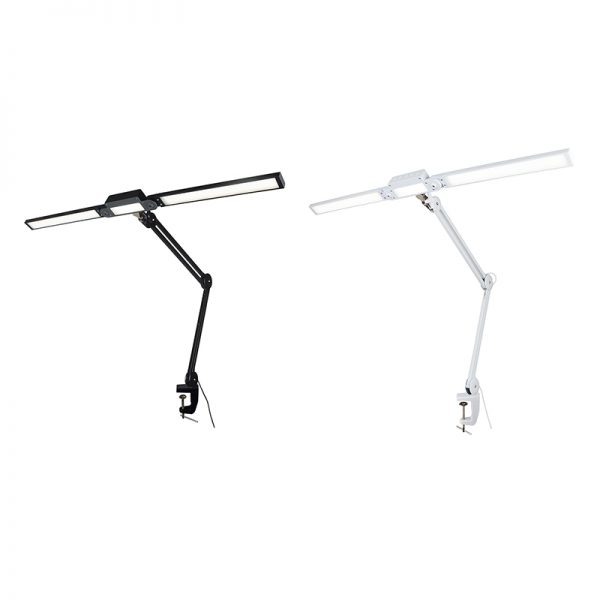 The new black and white 30W LED Jewelry Work Lamp, showing its flexible gooseneck and clamp base.