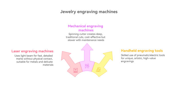 Jewelry Engraving Machine Comparison: Laser, Mechanical, and Handheld Tools.