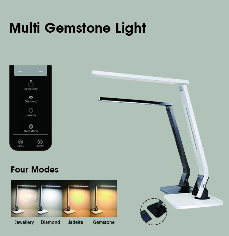 Multi Gemstone & Diamond Grading Lights (black/white) showing Jewellery, Diamond, Jadeite, Gemstone modes.
